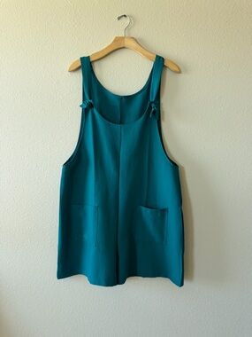 Teal Sleeveless Pocket Tunic Romper